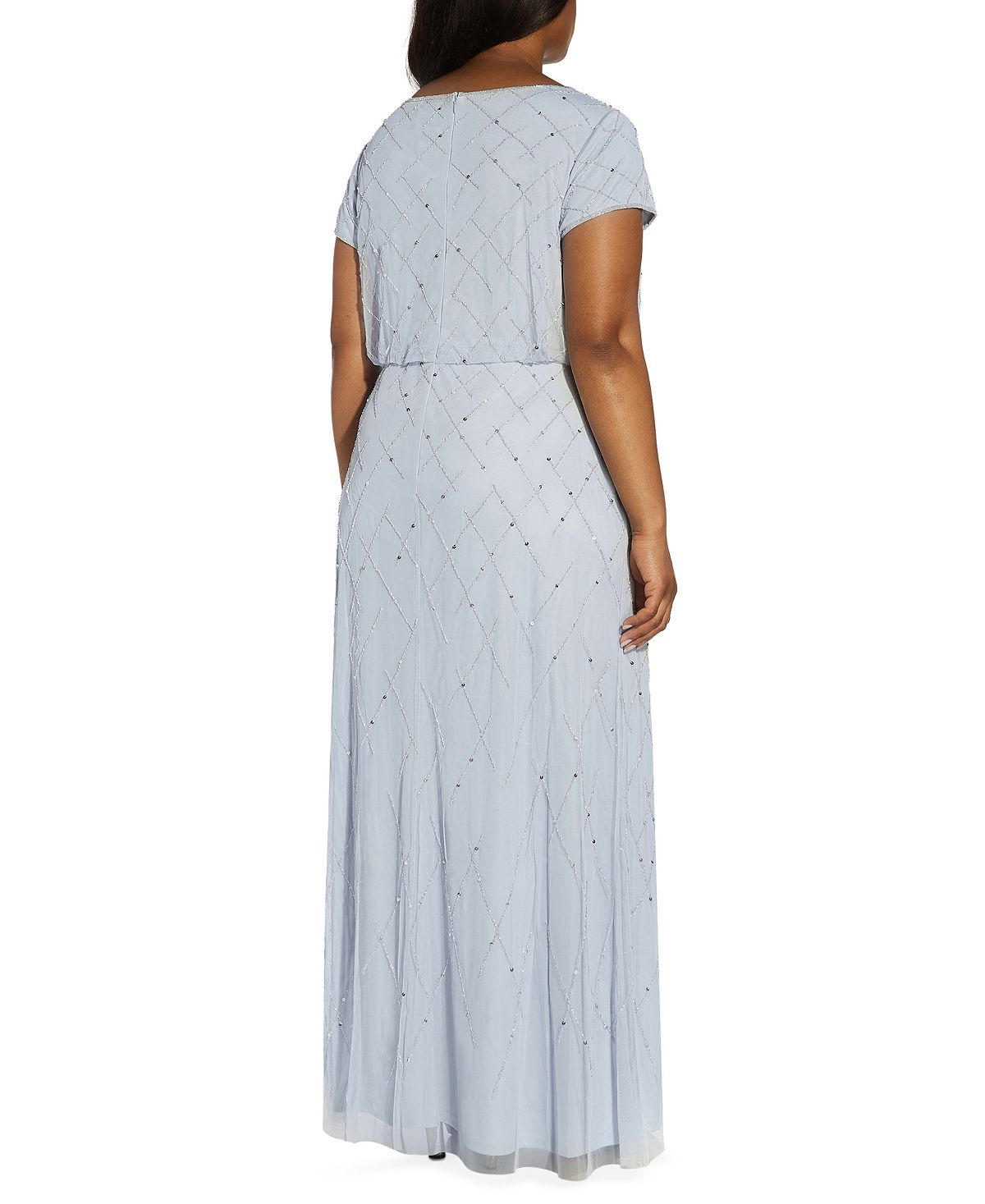 Adrianna Papell Women's Embellished Blouson Gown Blue Size 20