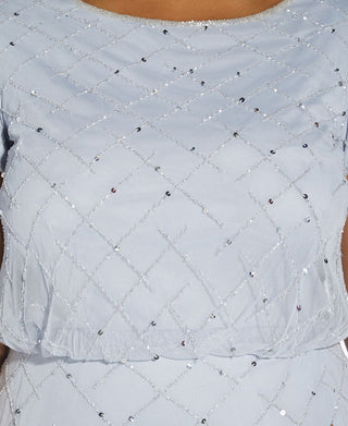 Adrianna Papell Women's Embellished Blouson Gown Blue Size 20