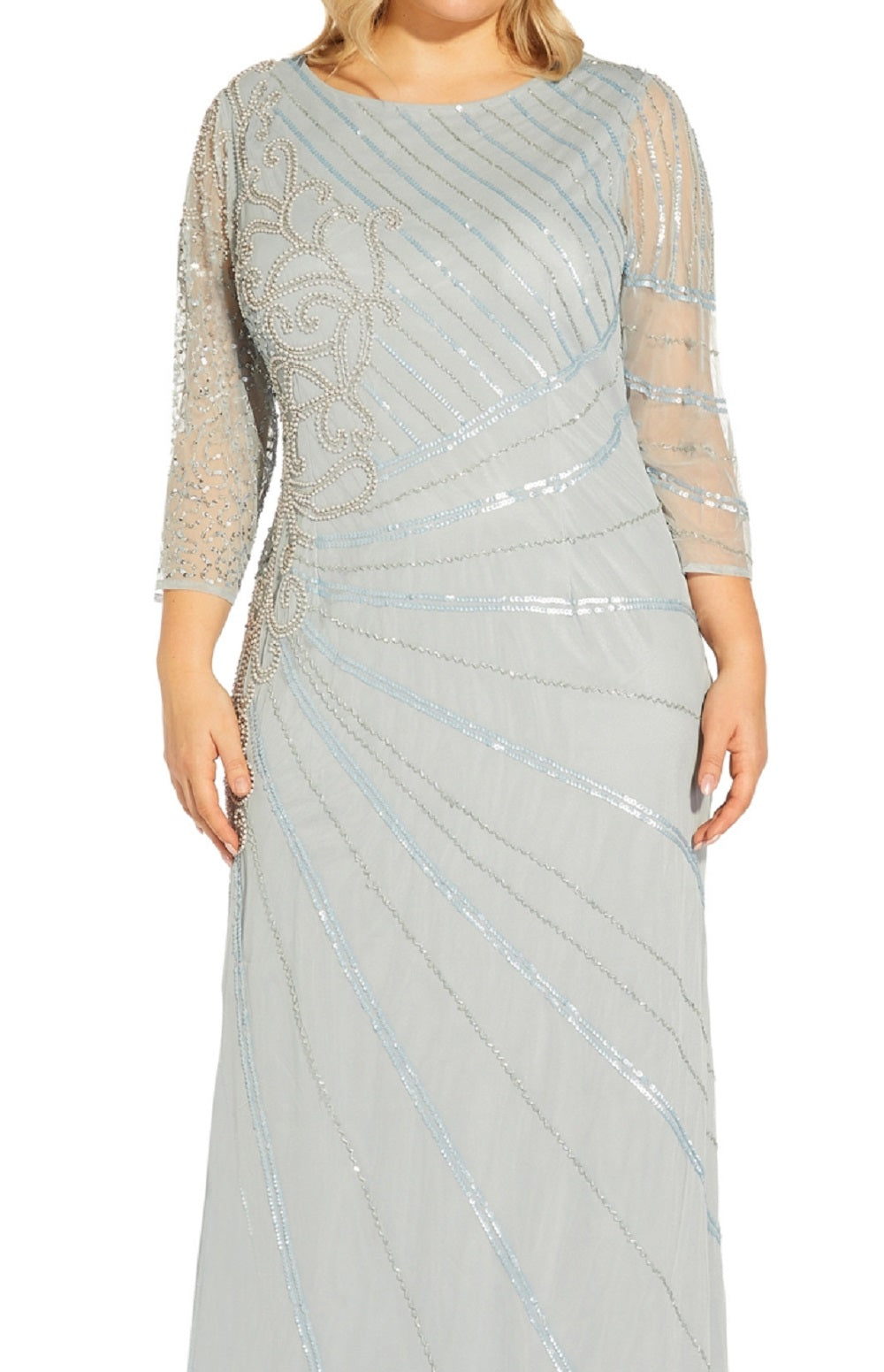 Adrianna Papell Women's Beaded Gown Blue Size 16W