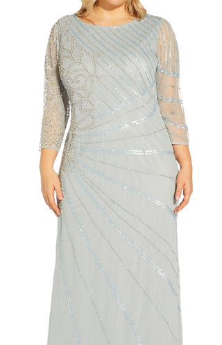 Adrianna Papell Women's Beaded Gown Blue Size 16W