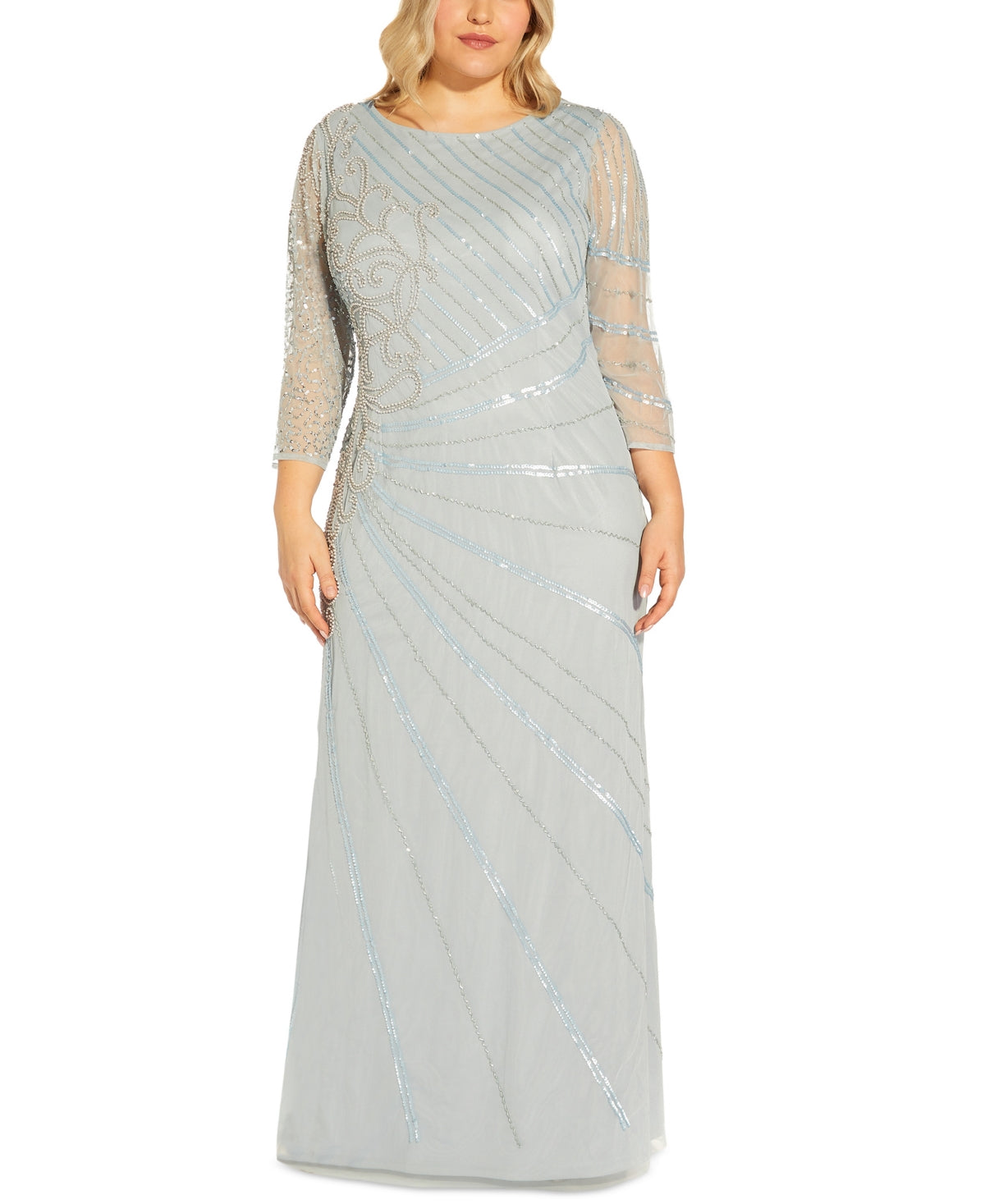 Adrianna Papell Women's Beaded Gown Blue Size 16W