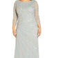 Adrianna Papell Women's Beaded Gown Blue Size 20