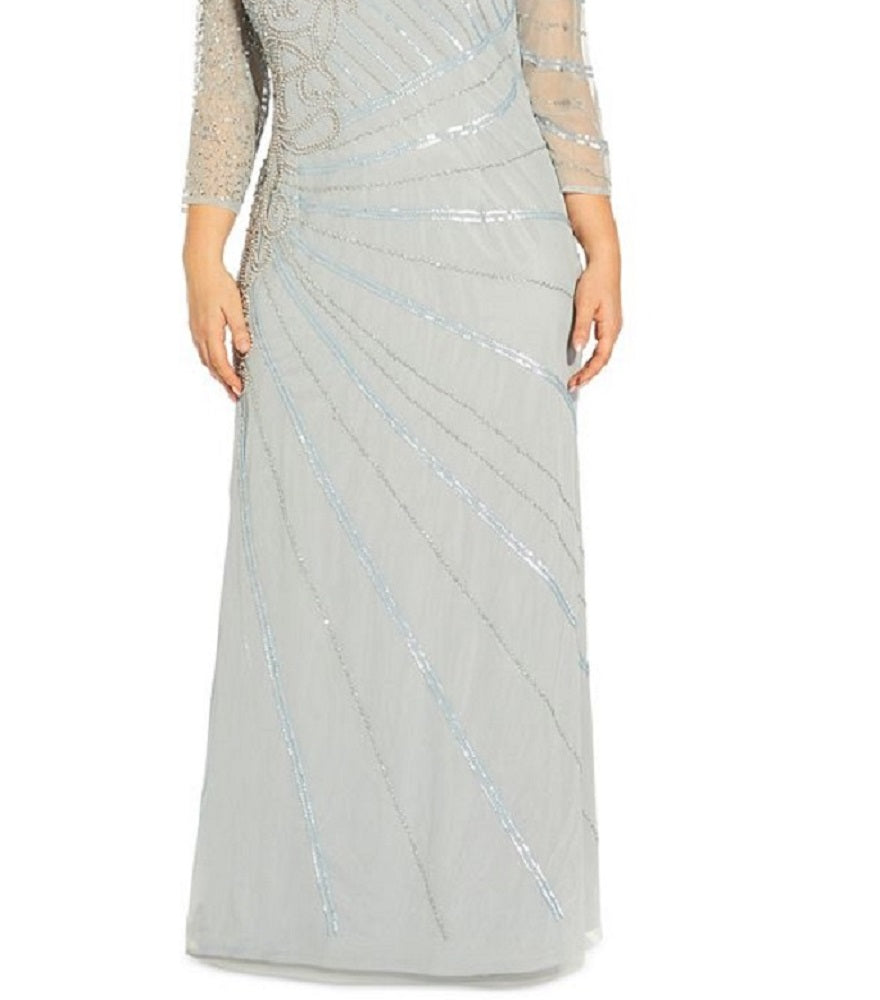 Adrianna Papell Women's Beaded Gown Blue Size 20