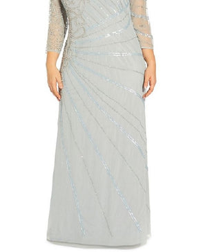 Adrianna Papell Women's Beaded Gown Blue Size 20