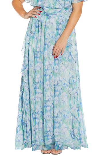 Adrianna Papell Women's Chiffon Capelet Gown Blue Size 24W