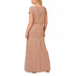 Adrianna Papell Women's Beaded Illusion Blouson Gown Brown Size 2Petite