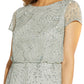 Adrianna Papell Women's Beaded Mesh Top Blue Size 4