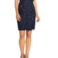 Adrianna Papell Women's Embellished Overlay Dress Blue Size 8