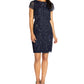 Adrianna Papell Women's Embellished Overlay Dress Blue Size 4
