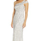 Adrianna Papell Women's One Shoulder Beaded Gown White Size 4