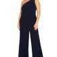 Adrianna Papell Women's One Shoulder Rhinestone Embellished Jumpsuit Blue Size 18W