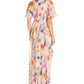 Adrianna Papell Women's Floral Print Chiffon Gown Brown Size 6
