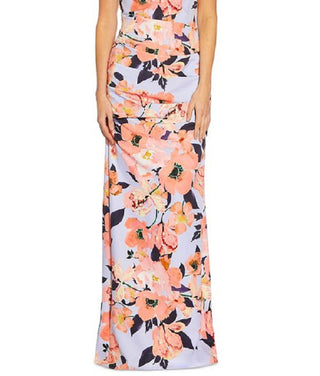 Adrianna Papell Women's Square Neck Floral Print Gown Blue Size 14