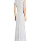 Adrianna Papell Women's V Neck Beaded Gown Blue Size 8