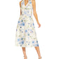 Adrianna Papell Women's Floral Jacquard Sleeveless Fit & Flare Dress Blue Size 8