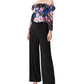 Adrianna Papell Women's Ruffled Floral Print Jumpsuit Black Size 16