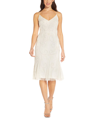 Adrianna Papell Women's Beaded Cocktail Dress White Size 6