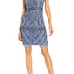 Adrianna Papell Women's Beaded Sleeveless Dress Blue Size 4