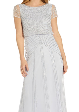 Adrianna Papell Women's Beaded Blouson Gown Blue Size 6