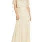 Adrianna Papell Women's Back Cutout Beaded Gown Beige Size 6