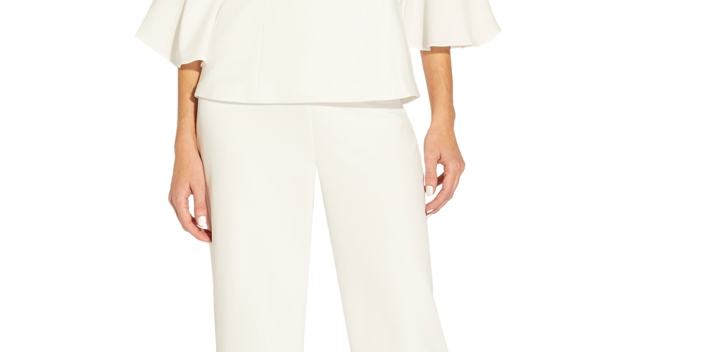 Adrianna Papell Women's Shawl Collar Bell Sleeve Blazer White Size 4