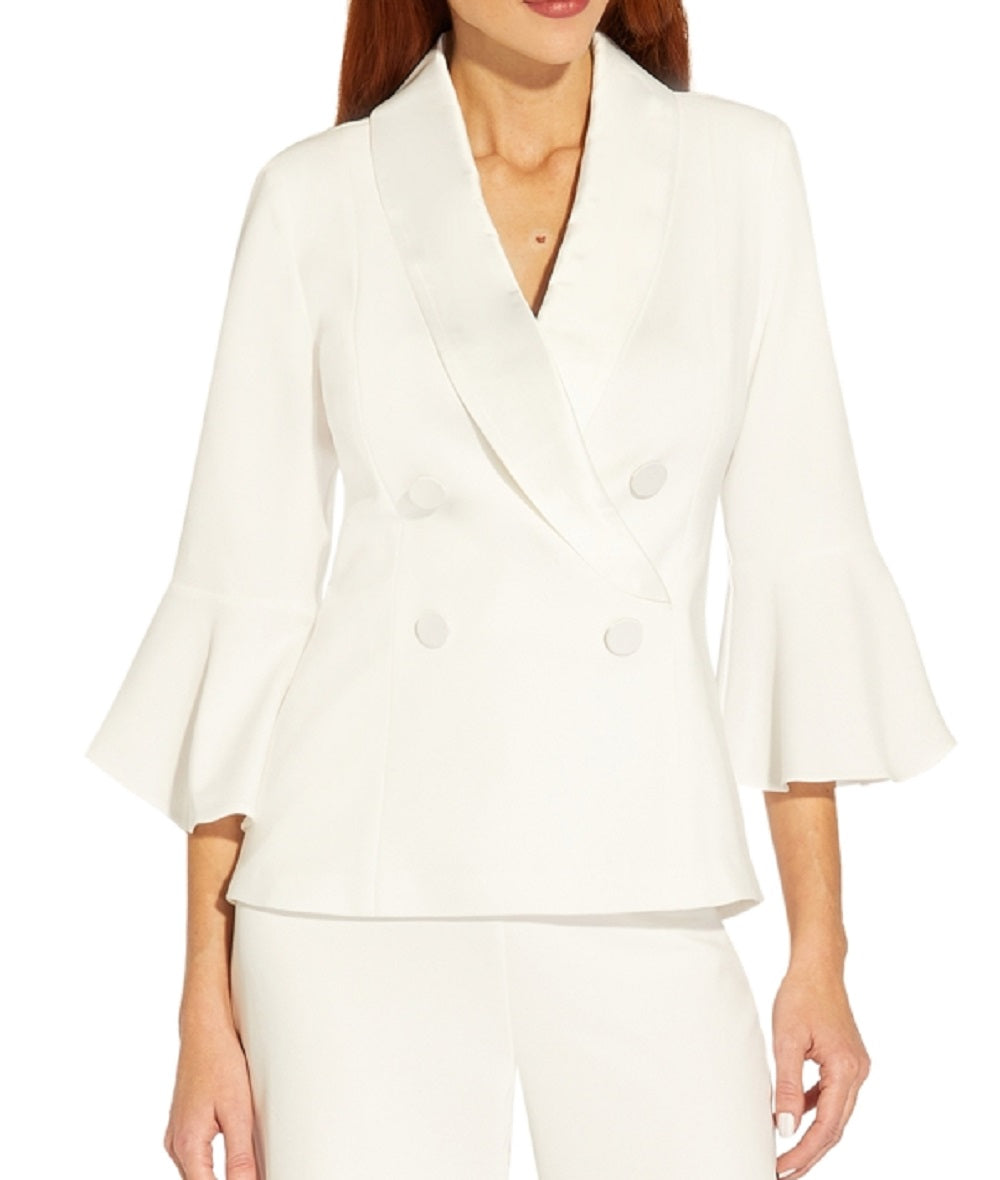 Adrianna Papell Women's Shawl Collar Bell Sleeve Blazer White Size 8