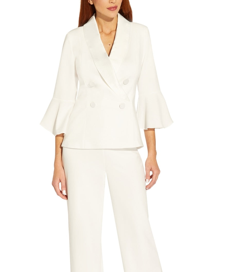 Adrianna Papell Women's Shawl Collar Bell Sleeve Blazer White Size 12
