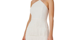 Aidan Mattox Women's Scuba Mini Halter Dress White Size 8