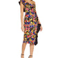 Aidan By Aidan Mattox Women's Floral Print Ruffled One Shoulder Dress Black Size 6