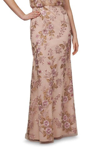 Adrianna Papell Women's Floral Embroidered Gown Pink Size 8