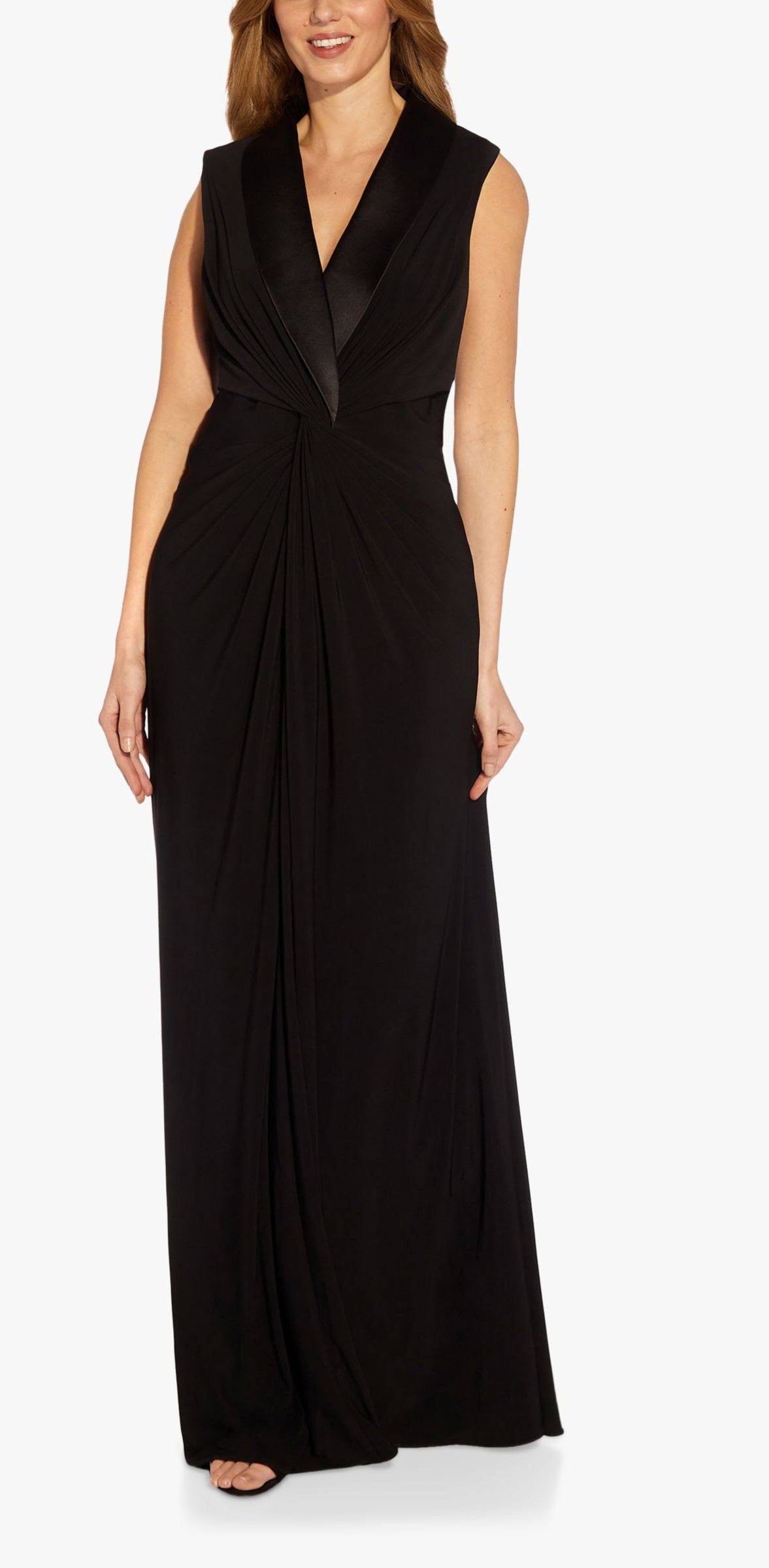 Adrianna Papell Women's Tuxedo Matte Jersey Gown Black Size 10