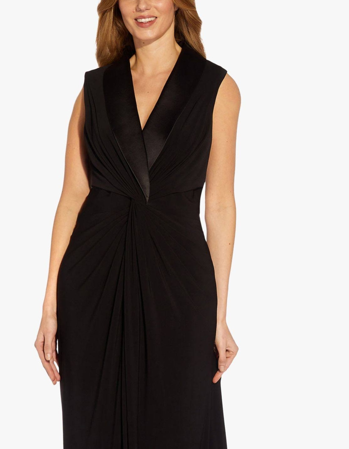 Adrianna Papell Women's Tuxedo Matte Jersey Gown Black Size 10