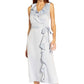 Adrianna Papell Women's Ruffled Midi Dress Blue Size 14