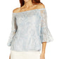Adrianna Papell Women's Off The Shoulder Soutache Top Blue Size 10