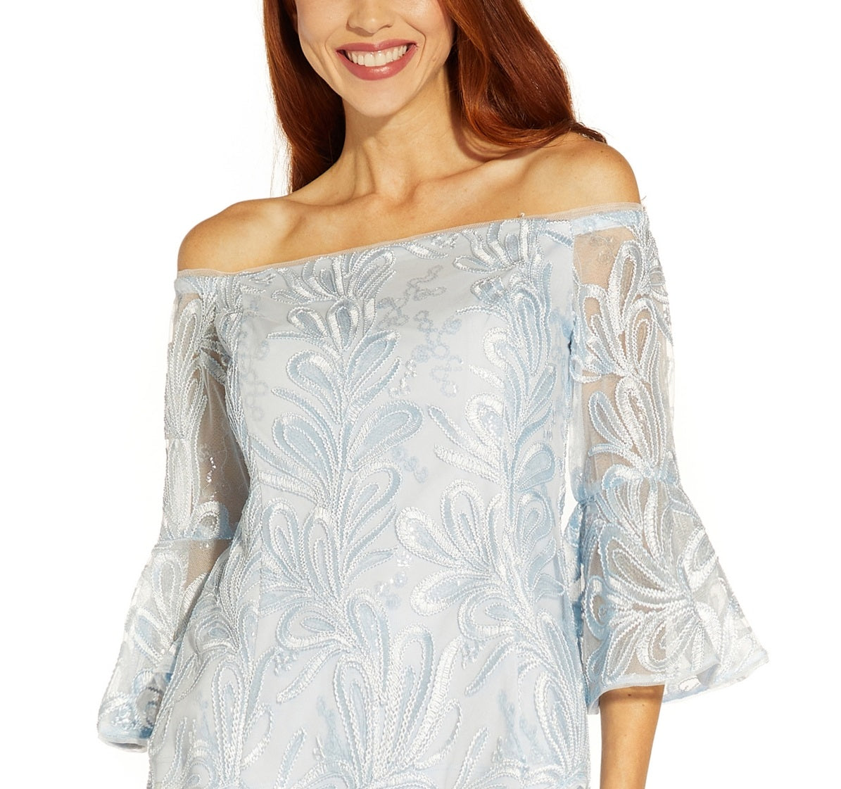 Adrianna Papell Women's Off The Shoulder Soutache Top Blue Size 10