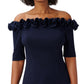 Adrianna Papell Women's Ruffled Off The Shoulder Top Blue Size 10