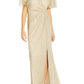 Adrianna Papell Women's Pleated Metallic Gown Brown Size 4