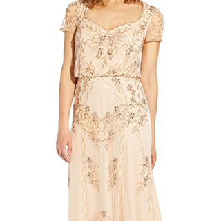 Adrianna Papell Women's Embellished Blouson Gown Brown Size 12