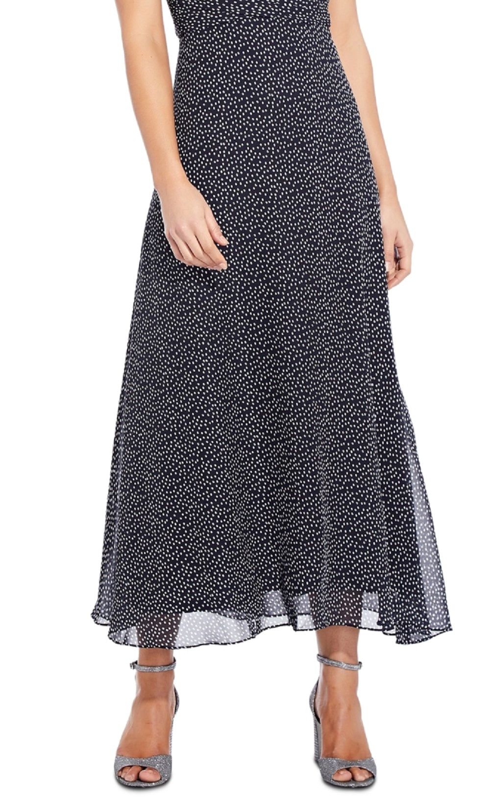 Adrianna Papell Women's Printed Chiffon Maxi Dress Blue Size 8Petite