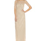 Papell Studio Women's Beaded Elbow-Sleeve Gown Beige Size 6