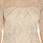 Papell Studio Women's Beaded Elbow-Sleeve Gown Beige Size 8
