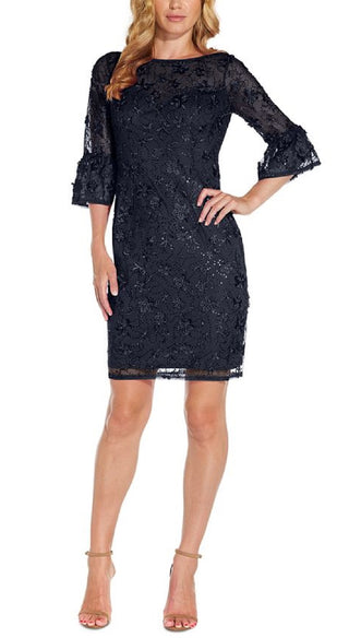 Adrianna Papell Women's Embellished Sheath Dress Blue Size 12