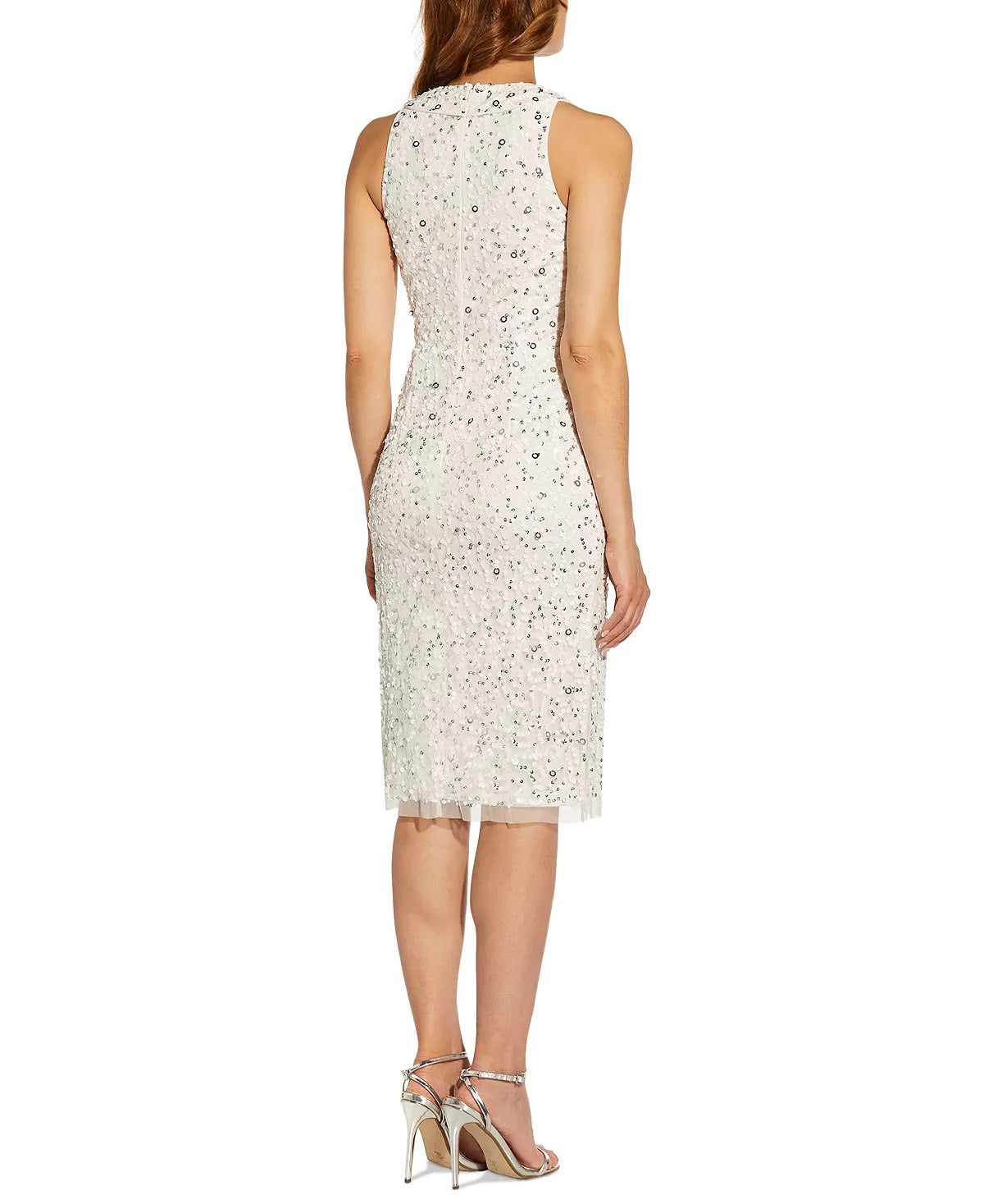 Adrianna Papell Women's Beaded Sheath Dress White Size 8