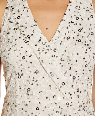 Adrianna Papell Women's Beaded Sheath Dress White Size 8