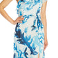 Adrianna Papell Women's One Shoulder Clip Dot Gown Blue Size 4