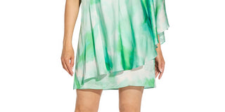 Aidan By Aidan Mattox Women's Printed One Shoulder Dress Green Size 14