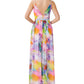 Aidan by Aidan Mattox Women's V Neck Printed Chiffon Gown Pink Size 2