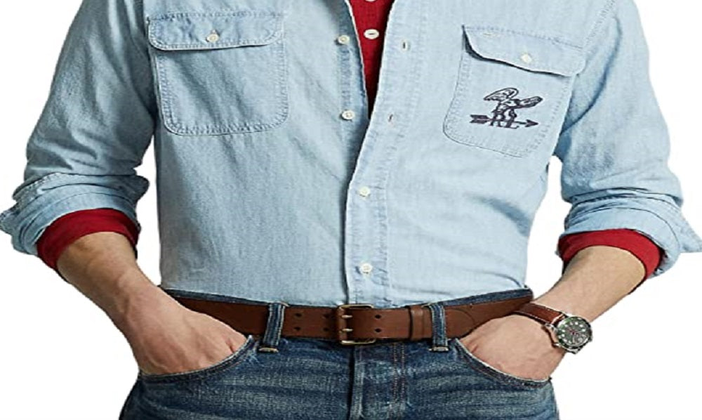 Polo Ralph Lauren Men's Classic Fit Flag Chambray Workshirt Blue Size XX-Large