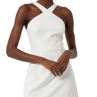 French Connection Women's Whisper Crossover Halter Neck Minidress White Size 8