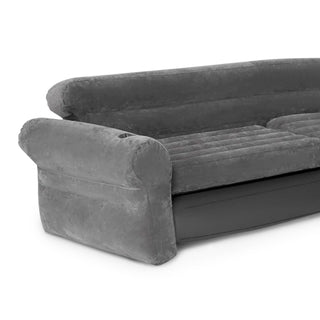 Intex Corner Sofa L-Shaped Inflatable Home Lounge Couch with Cupholders, Gray